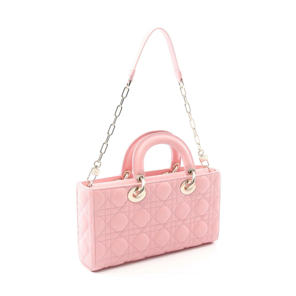 Dior Leather Lady Cannage Handbag Joy Pink